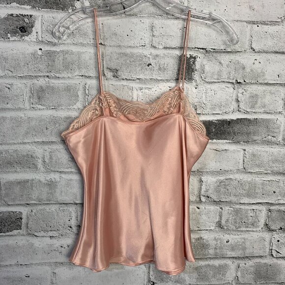 Vintage Pink Satin Lace Square Neck Crop Lingerie Top Camisole - Picture 4 of 9